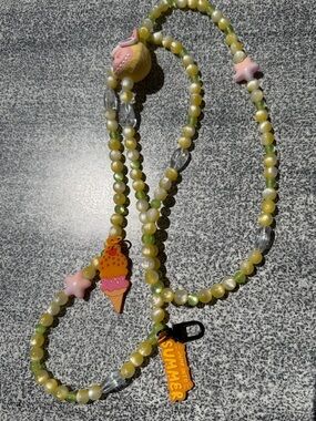Labubu Cute Green Beaded Ice Cream Charm Necklace